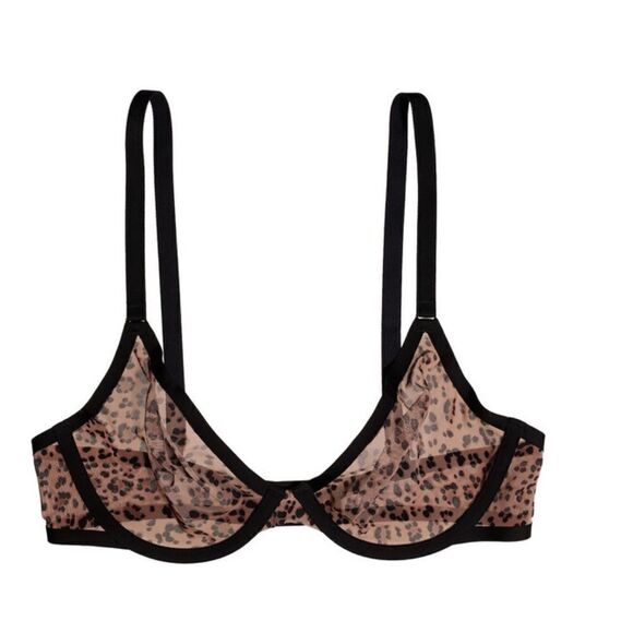 Cuup THE PLUNGE MESH Bra Leopard 36F - Picture 2 of 6